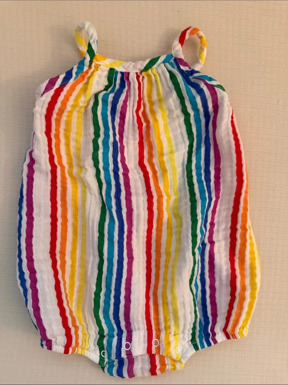 Primary Baby Rainbow Stripe Cotton Romper